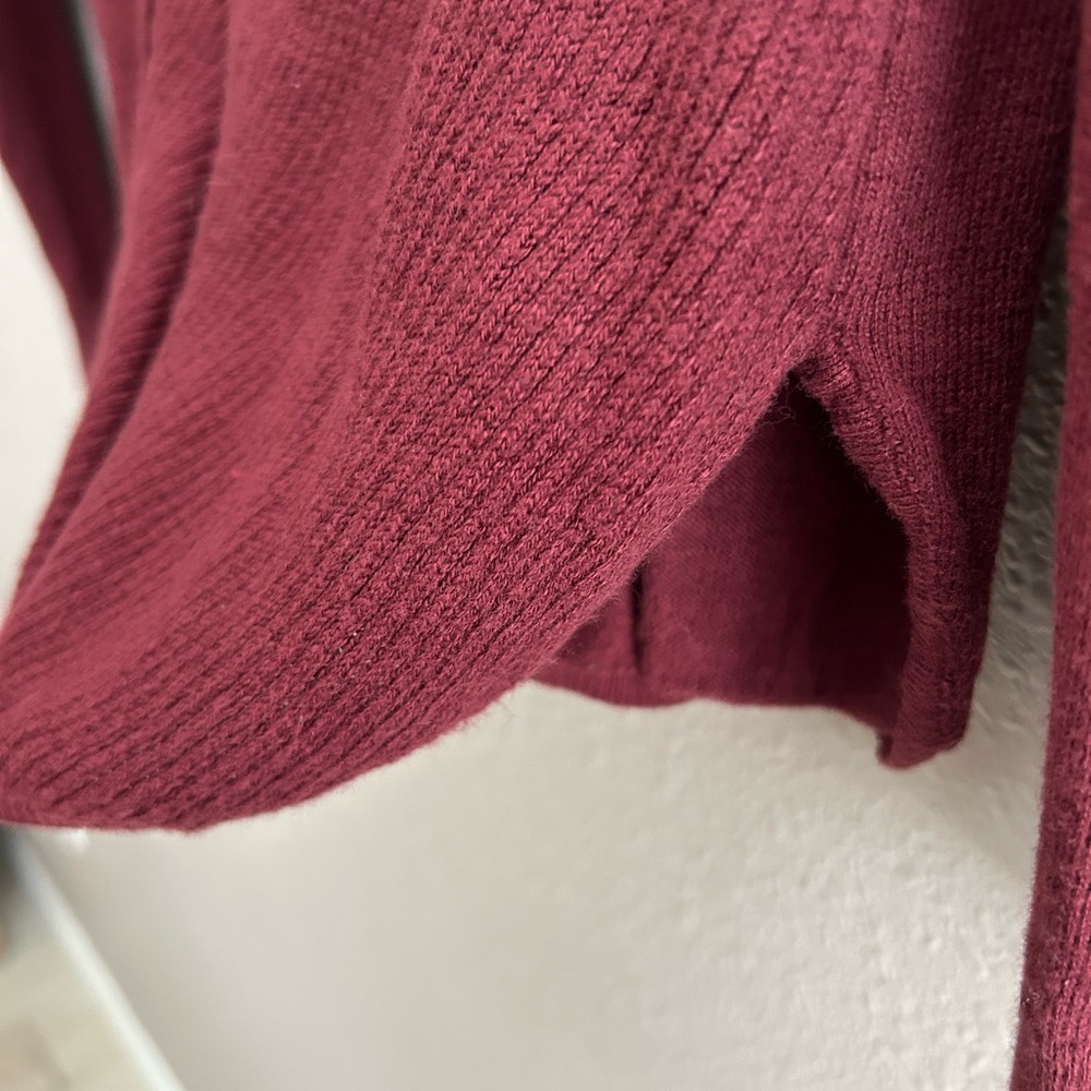 Michael Kors‎ soft cotton blend burgundy split hem long sleeve sweater blouse - Picture 9 of 10